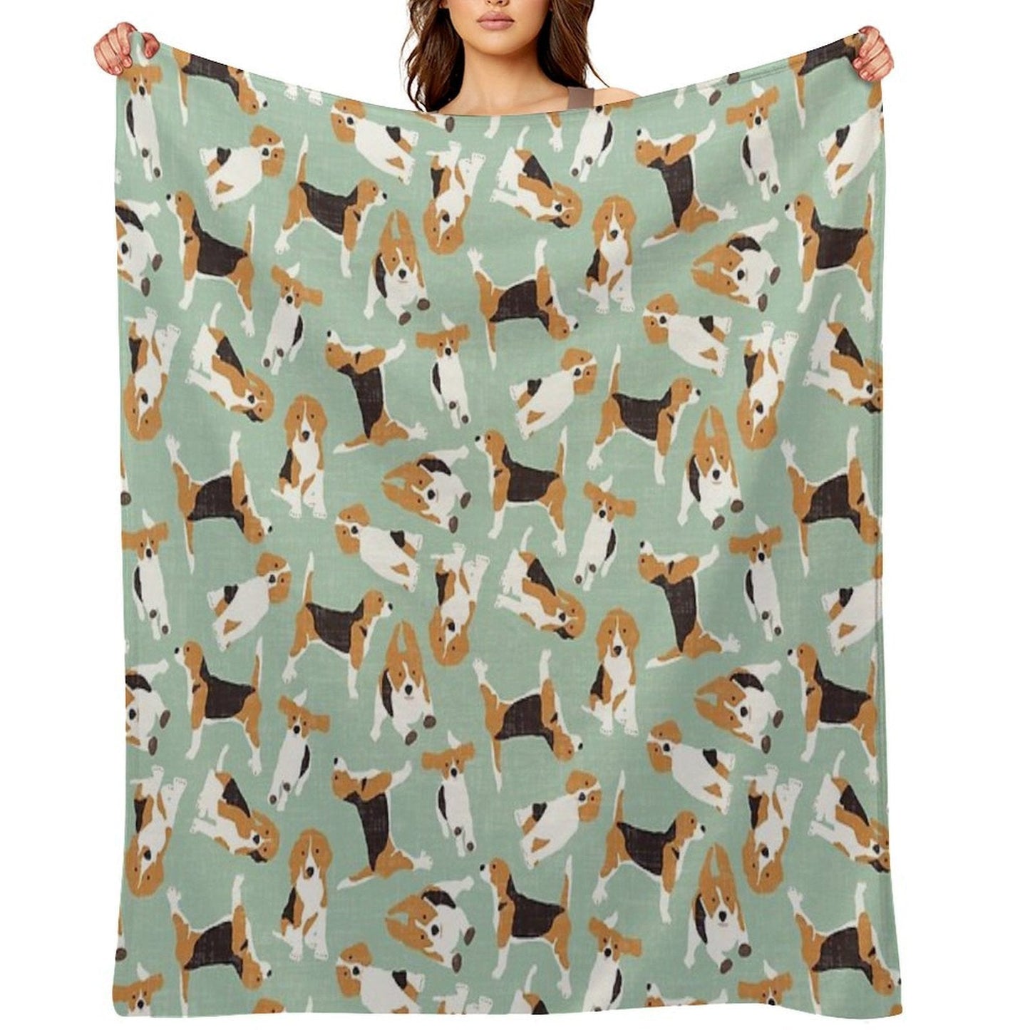 Beagle Scatter Mint Throw Blanket