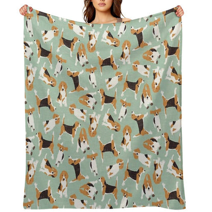 Beagle Scatter Mint Throw Blanket