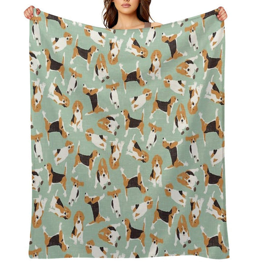 Beagle Scatter Mint Throw Blanket