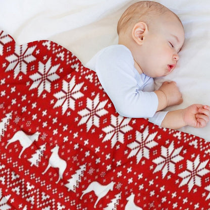 Smooth Collie Silhouettes Red And White Christmas Holiday Pattern Throw Blanket