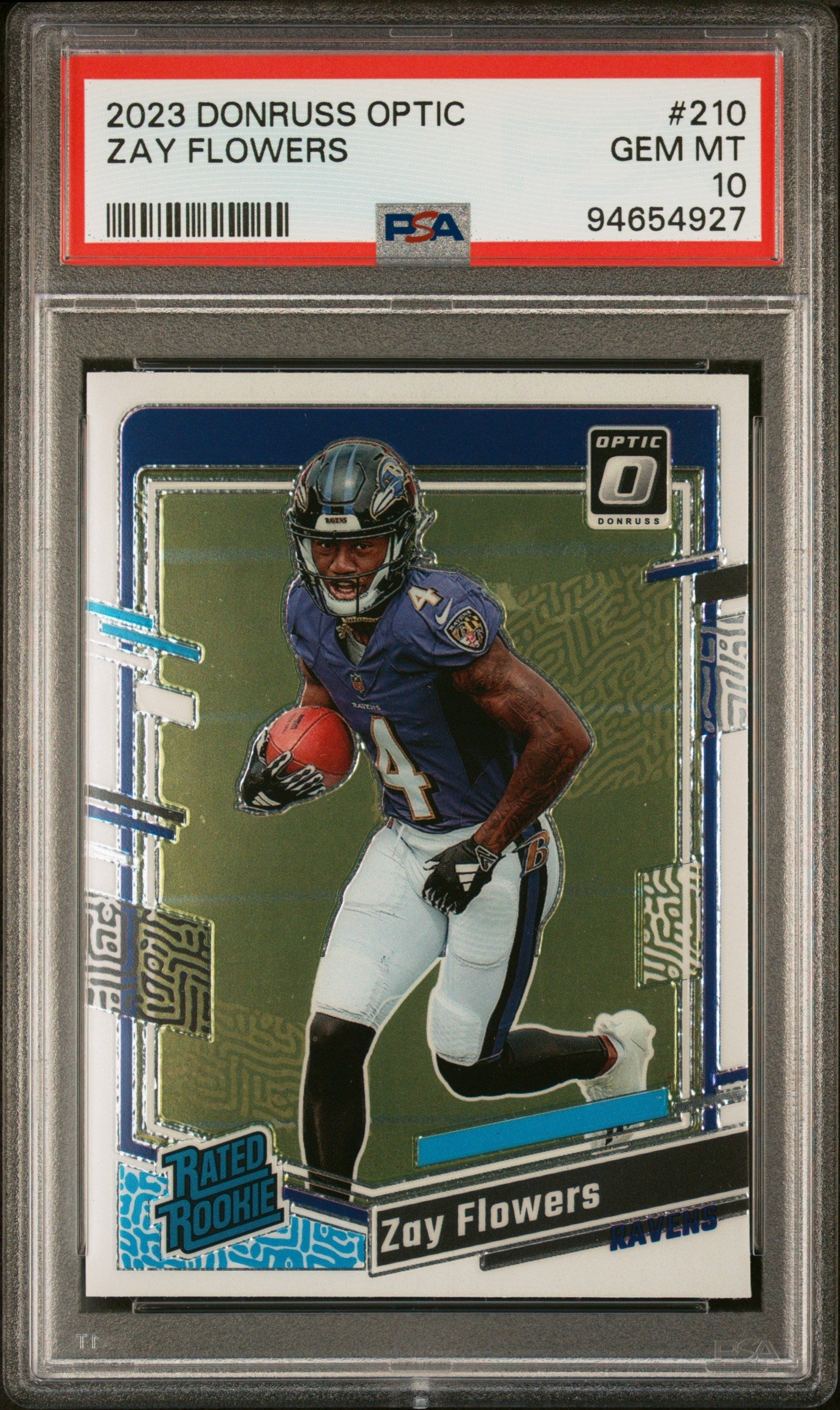 Graded 2023 Panini Donruss Optic Zay Flowers #210 Rookie RC Football Card PSA 10 Gem Mint