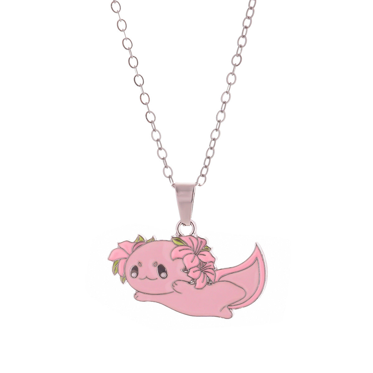 Cute Enamel Axolotl Pendant Necklace