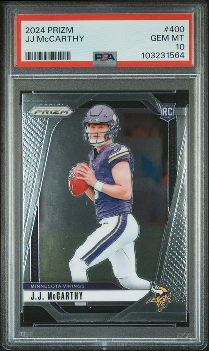 Graded 2024 Panini Prizm JJ McCarthy #400 Rookie RC Football Card PSA 10 Gem Mint