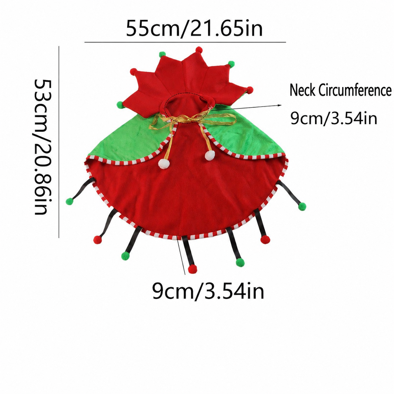 Dog & Cat Christmas Cape • Fleece Cloak with Pom-Poms