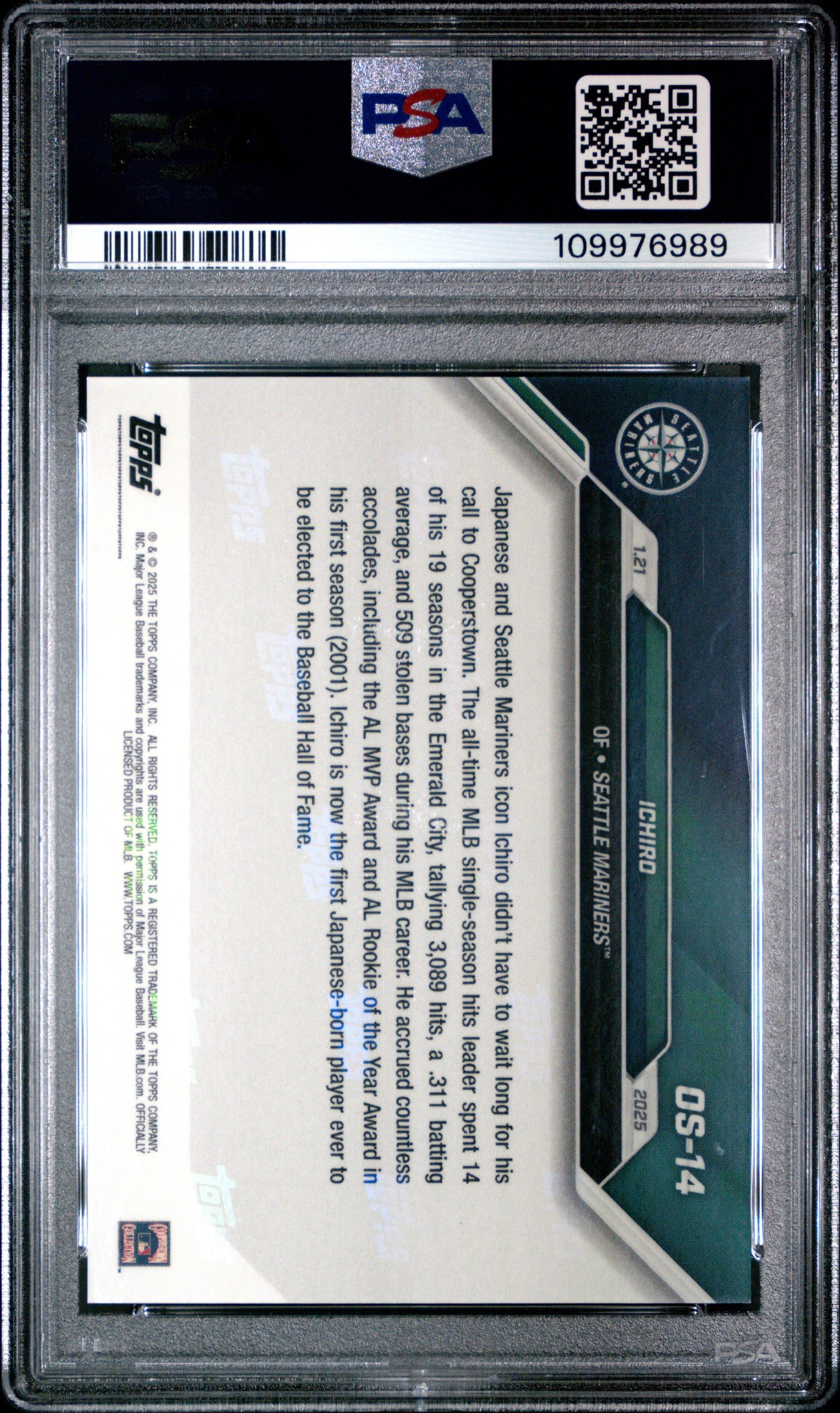 Graded 2024 Topps Now Ichiro #OS14 Offseason Baseball Card PSA 10 Gem Mint