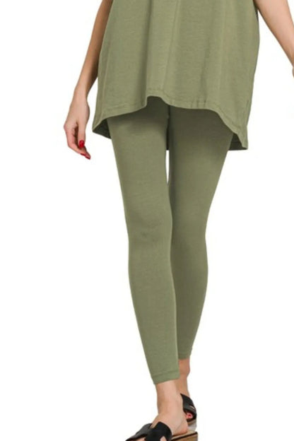 Zenana Cotton Round Neck Top & Legging Set