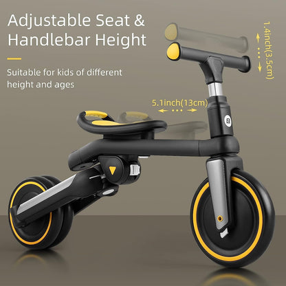 Kids 3 in 1 Tricycle Adjustable Seat Removable Pedals Toddler Ride On Bike