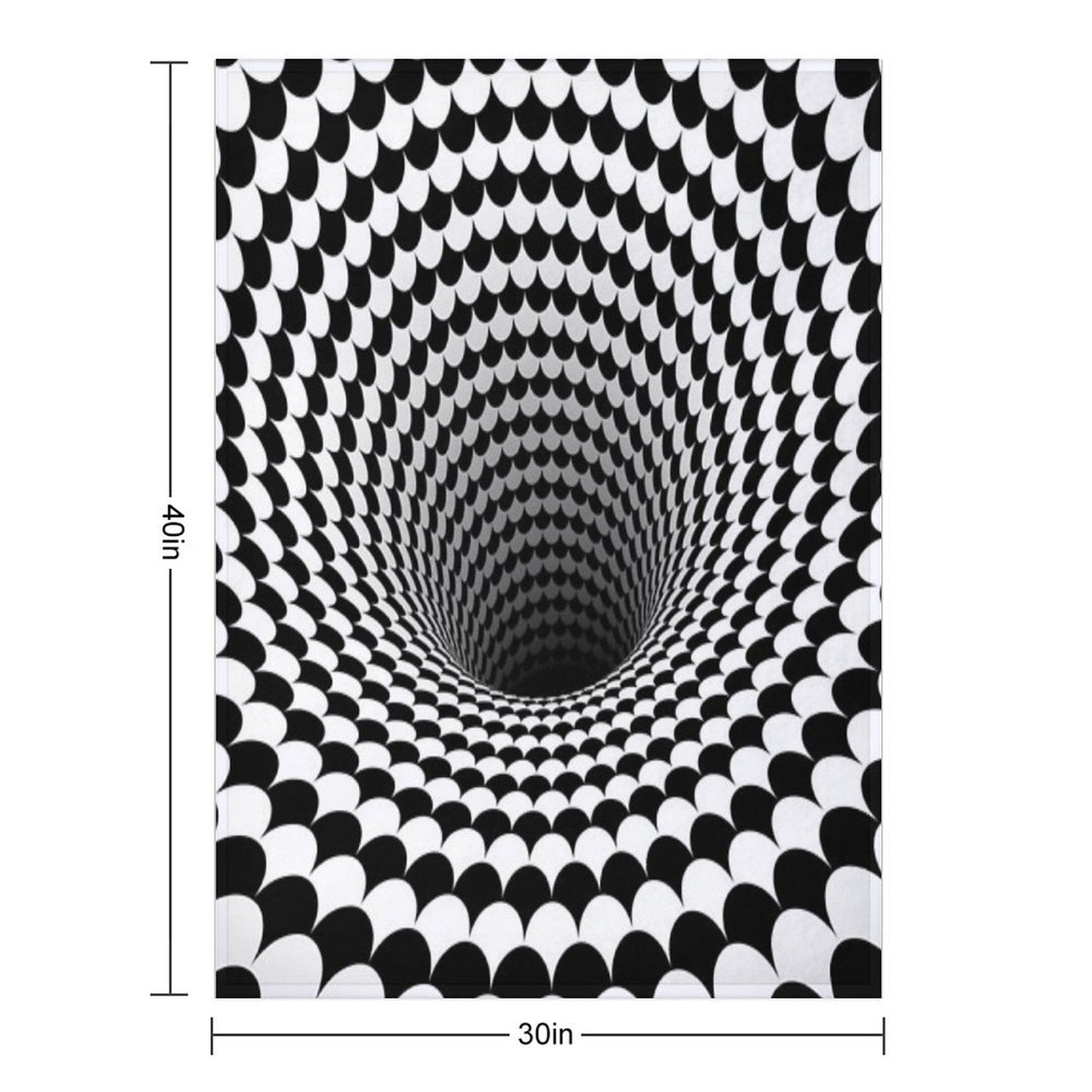 Optical Illusion Black And White Scales Houndstooth Black Hole Vortex Throw Blanket