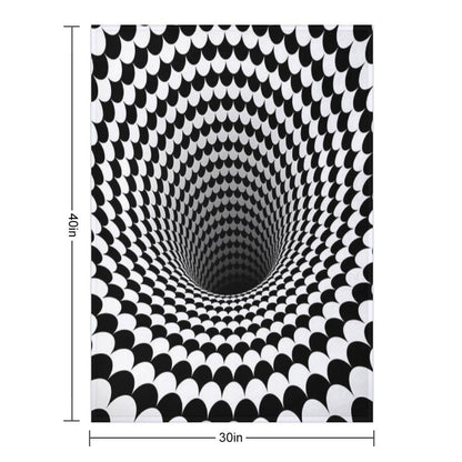 Optical Illusion Black And White Scales Houndstooth Black Hole Vortex Throw Blanket