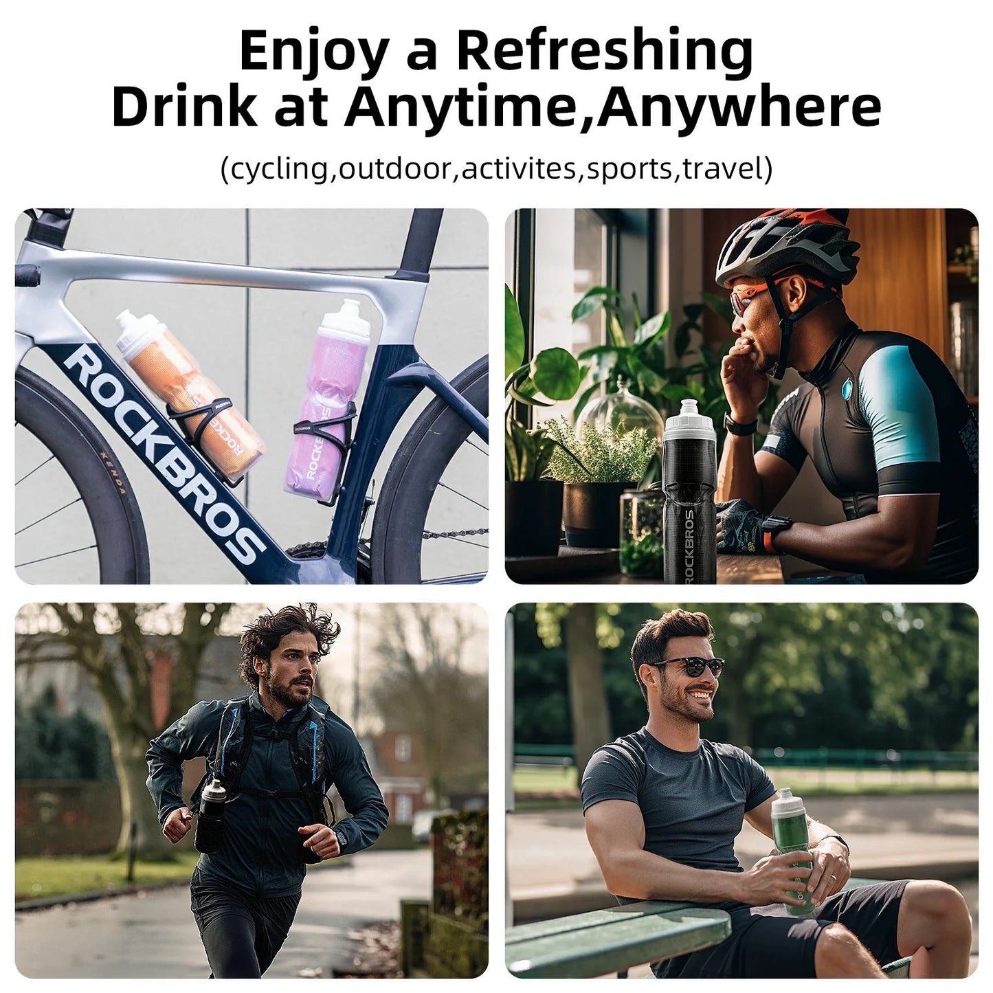 ROCKBROS 24OZ Insulated Bike Water Bottle