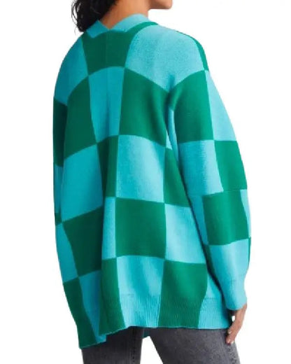 The Today Show Julee Wilson Blue and Green Check Cardigan