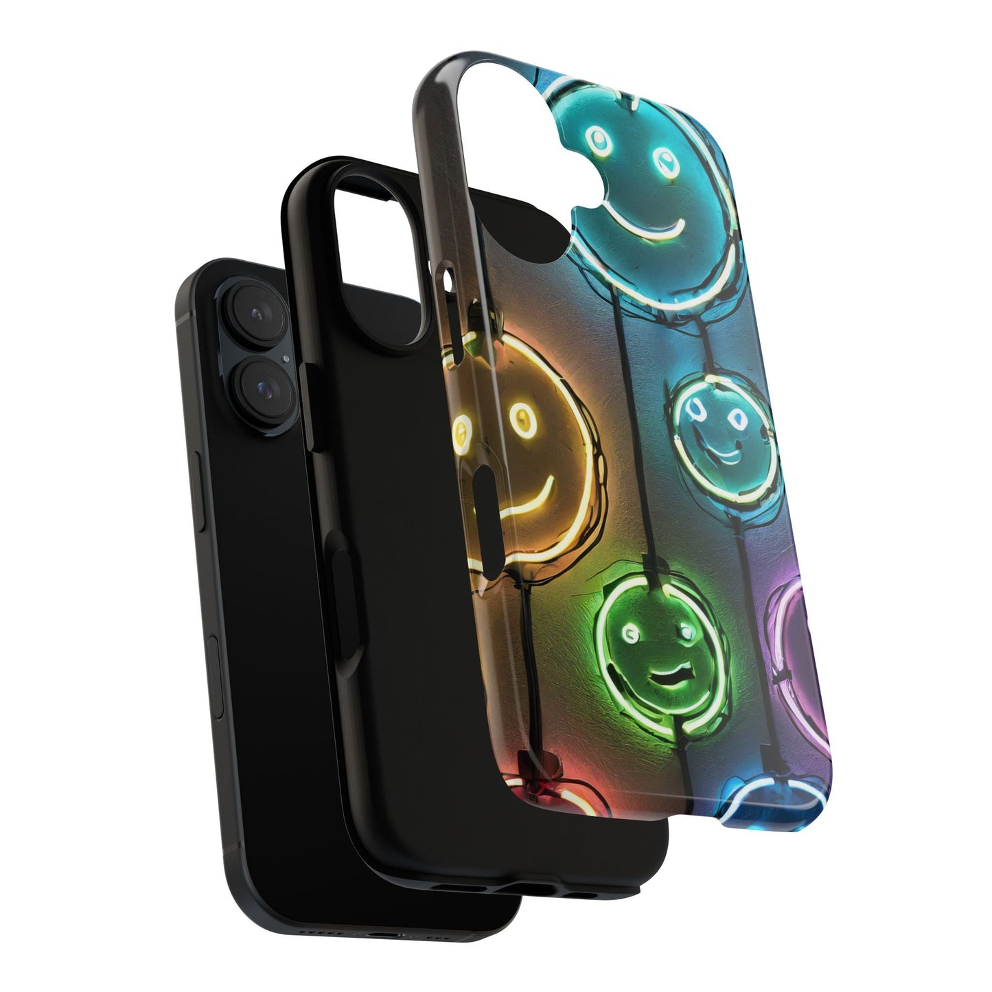 Colorful Neon Smiley Face Phone Case - Tough & Stylish Protection