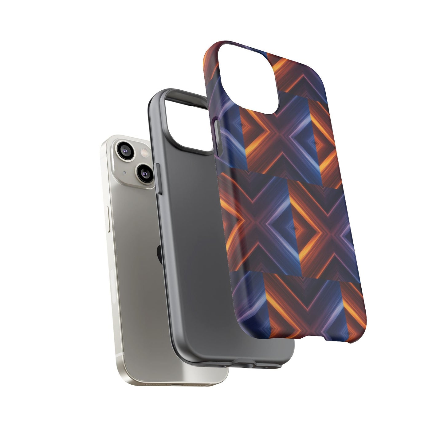 Stylish Tough Phone Case With Blue & Orange Abstract Design
