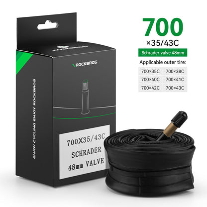 ROCKBROS 700X23/25/28/35C Road Bike Inner Tube 48mm Presta/Schrader Valve High Self Sealing Butyl Rubber