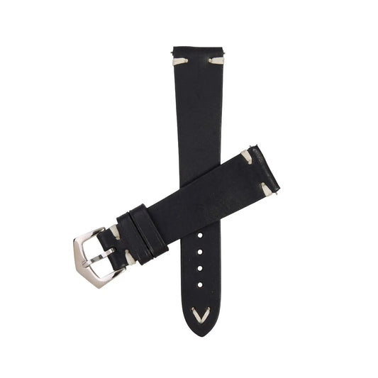 Premium Tuscan Vintage Black Leather Watch Strap