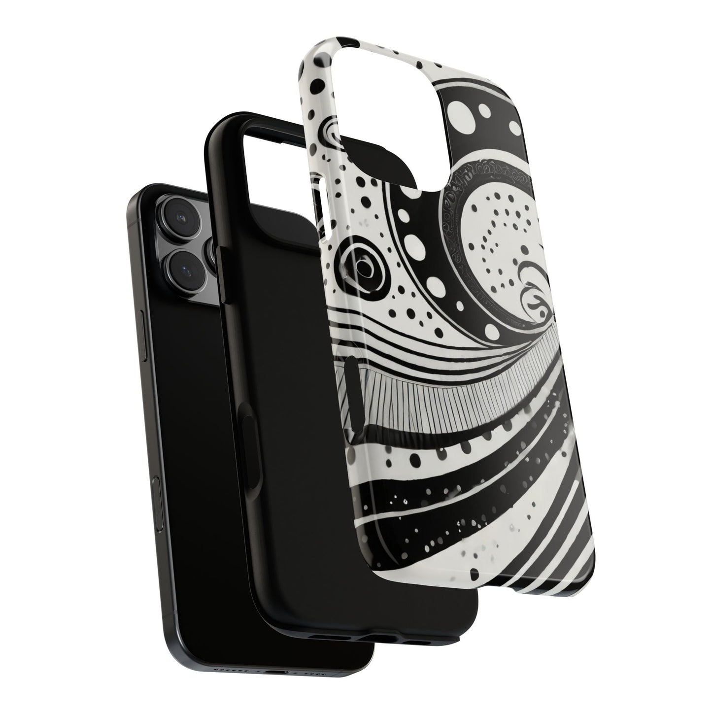 Artistic Black & White Swirl Tough Phone Case