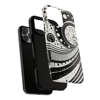 Artistic Black & White Swirl Tough Phone Case