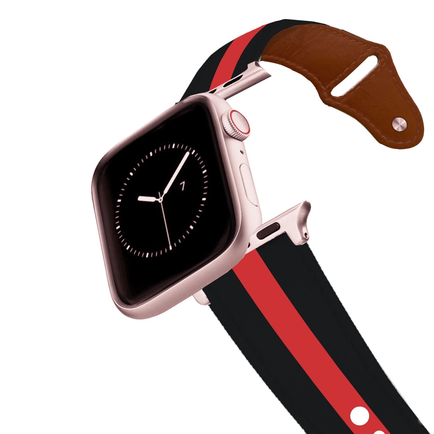 Red Line Firefighter Leather Apple Watch Band