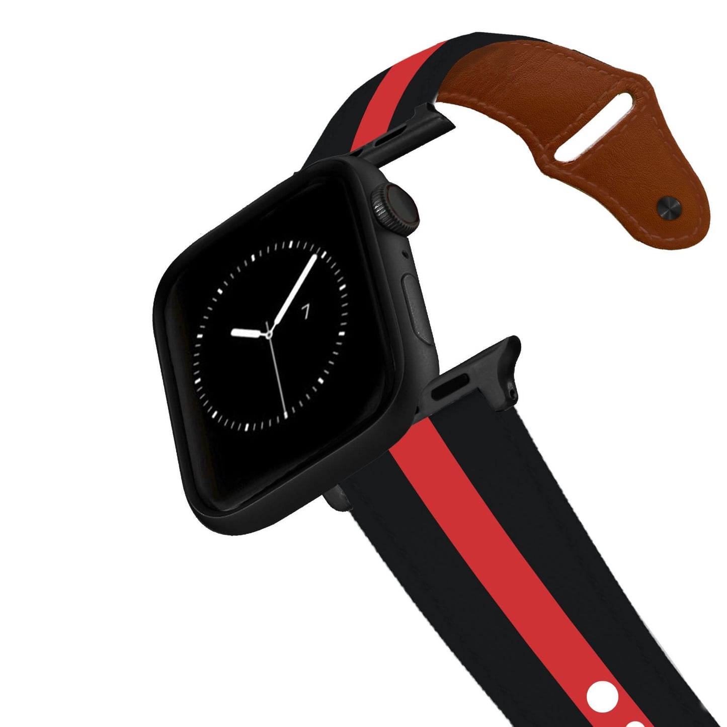 Red Line Firefighter Leather Apple Watch Band