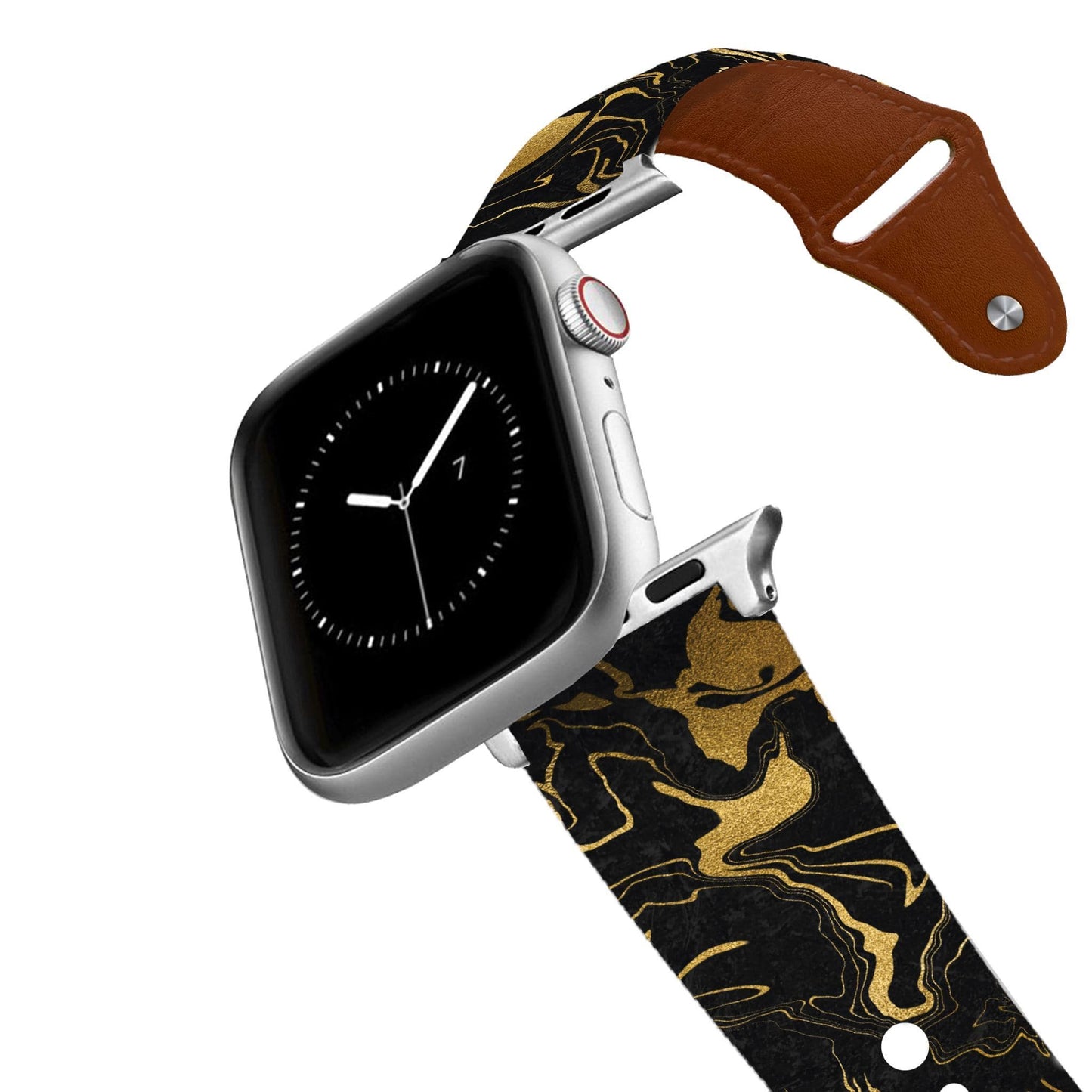 Gold Drip Black Leather Apple Watch Band