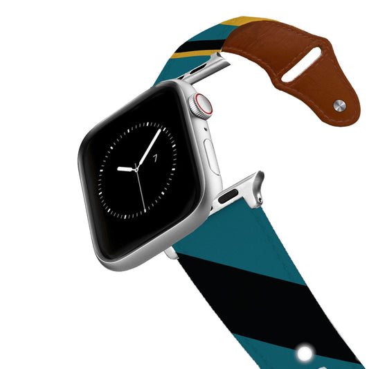 Jacksonville Football Color Block Team Spirit Leather Apple Watch Band