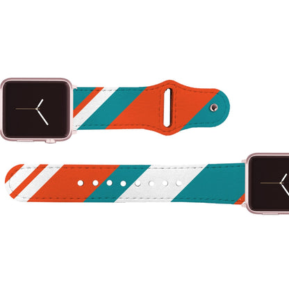 Miami Football Color Block Team Spirit Leather Apple Watch Band