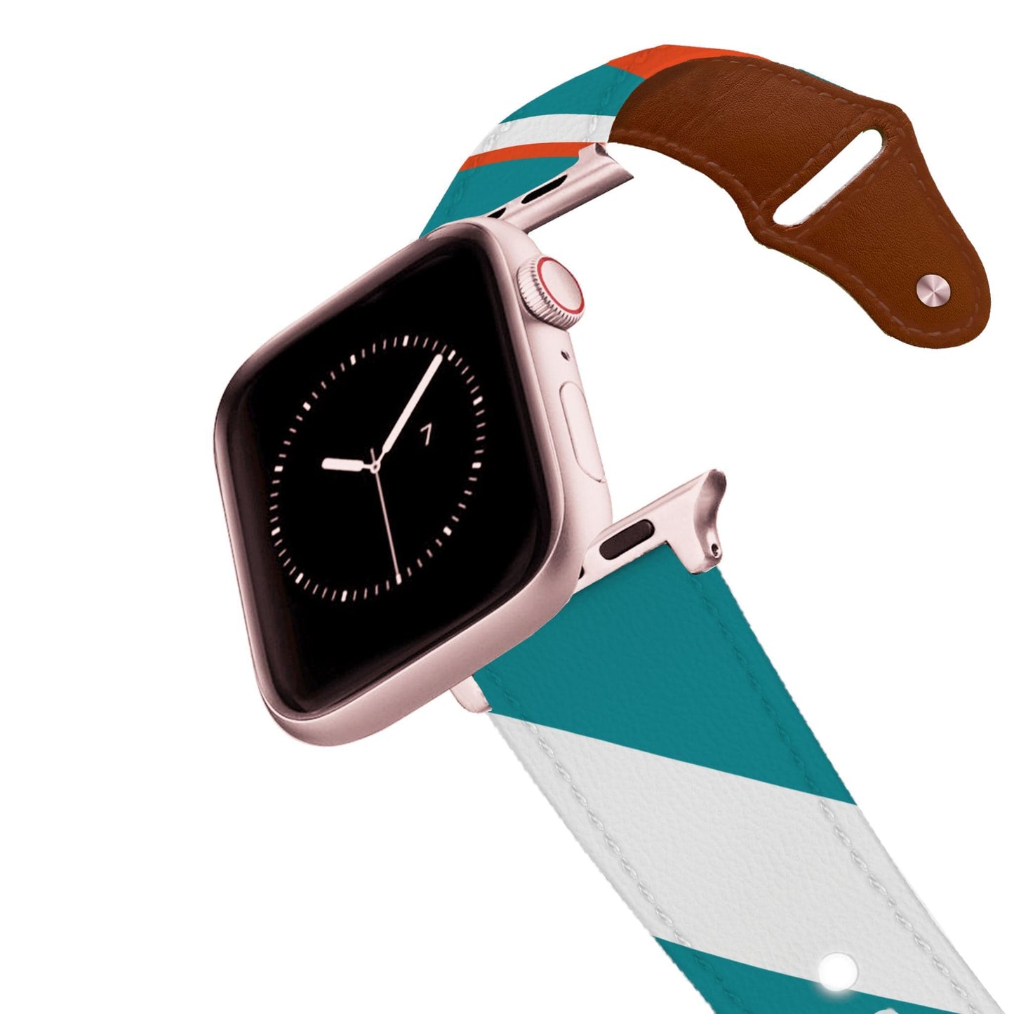 Miami Football Color Block Team Spirit Leather Apple Watch Band
