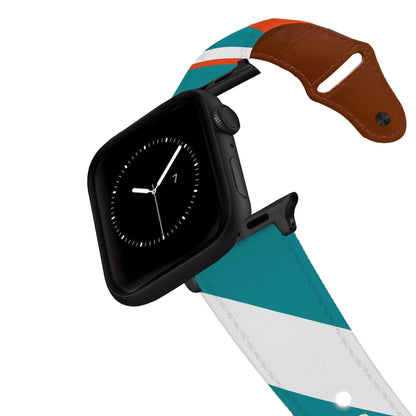 Miami Football Color Block Team Spirit Leather Apple Watch Band