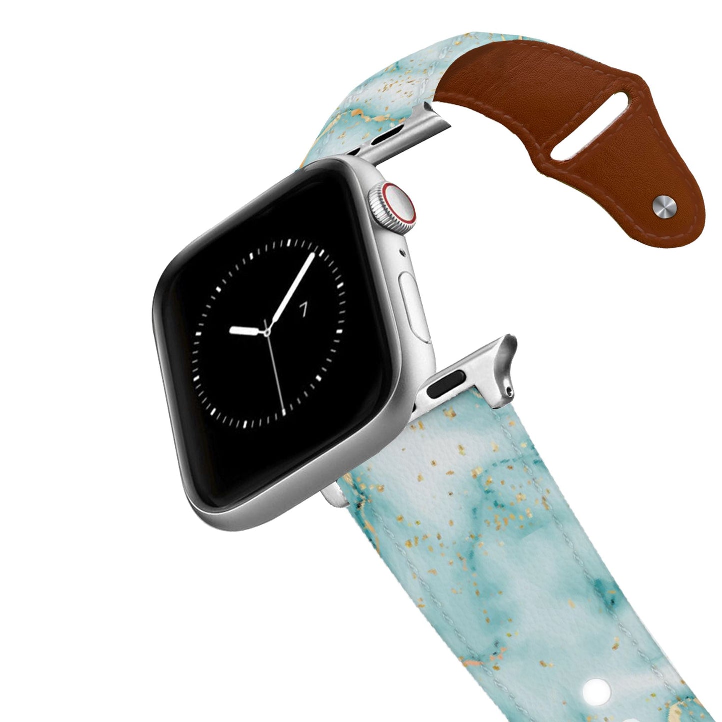 Marble Blue Leather Apple Watch Band