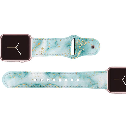 Marble Blue Leather Apple Watch Band