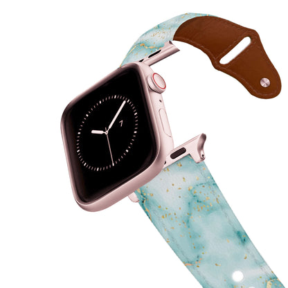 Marble Blue Leather Apple Watch Band