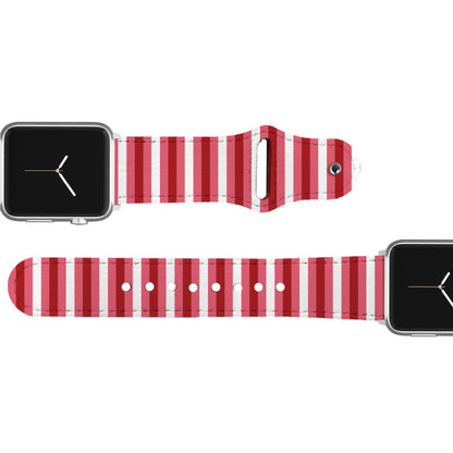 Pink Pinstripe Leather Apple Watch Band