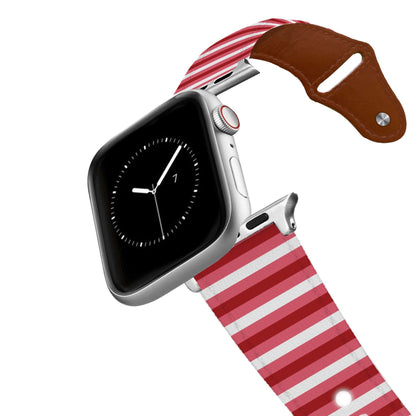 Pink Pinstripe Leather Apple Watch Band