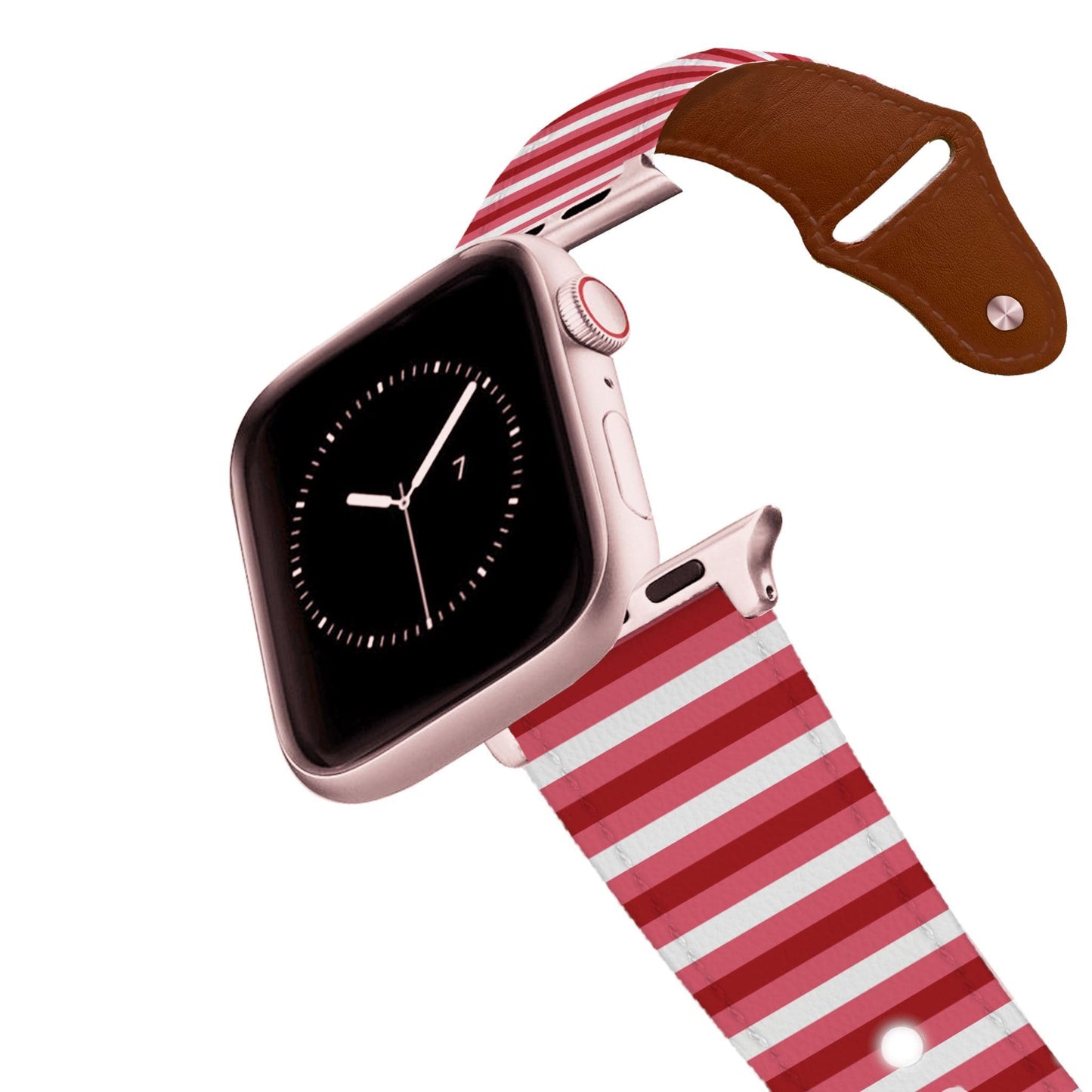 Pink Pinstripe Leather Apple Watch Band