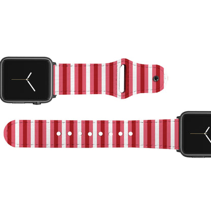 Pink Pinstripe Leather Apple Watch Band
