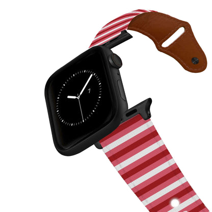 Pink Pinstripe Leather Apple Watch Band