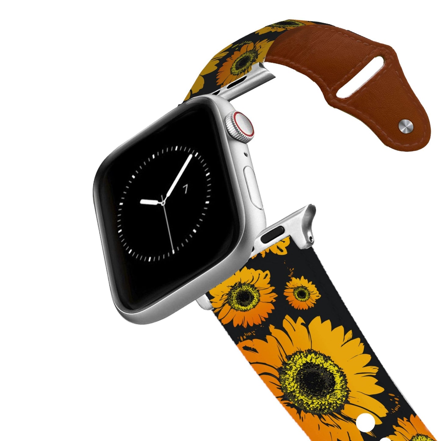 Sunflower Black Leather Apple Watch Band