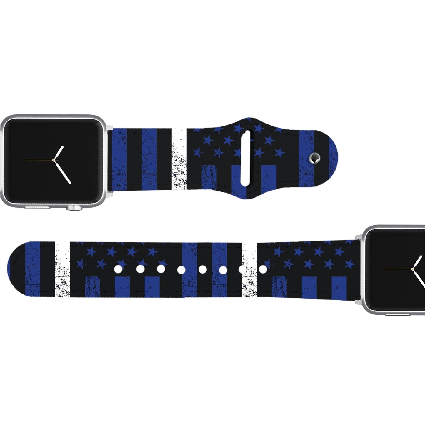 White Stripe Flag Leather Apple Watch Band