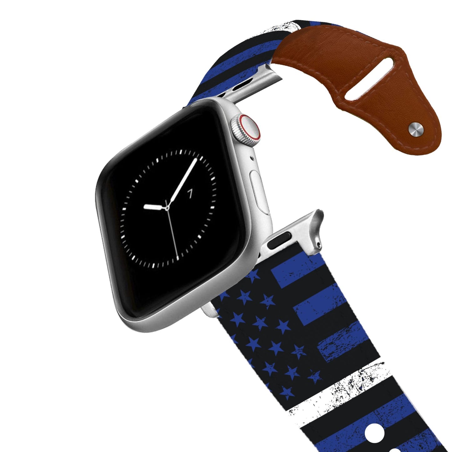 White Stripe Flag Leather Apple Watch Band