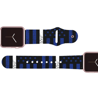 White Stripe Flag Leather Apple Watch Band