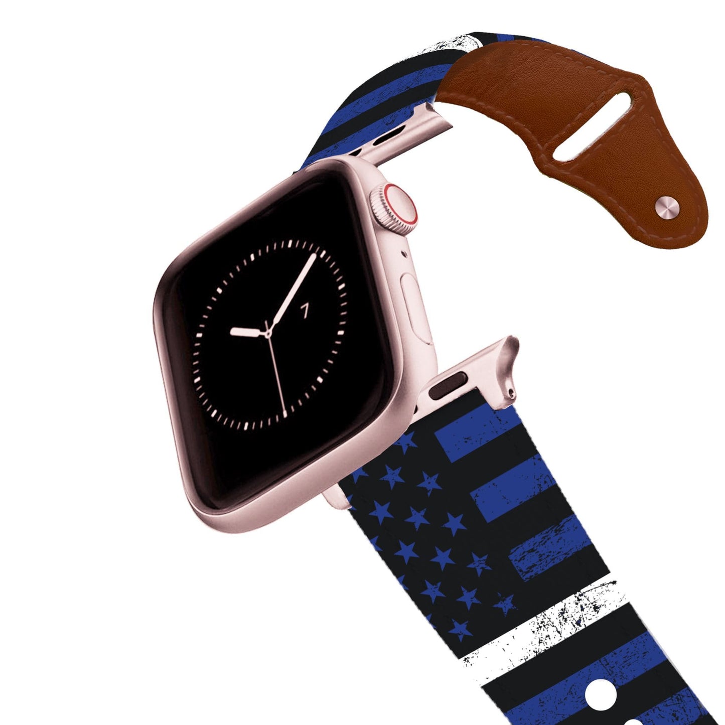 White Stripe Flag Leather Apple Watch Band