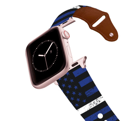 White Stripe Flag Leather Apple Watch Band