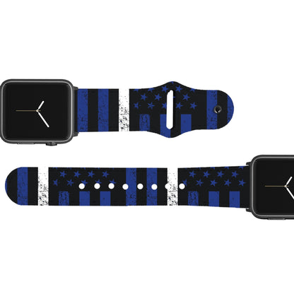 White Stripe Flag Leather Apple Watch Band