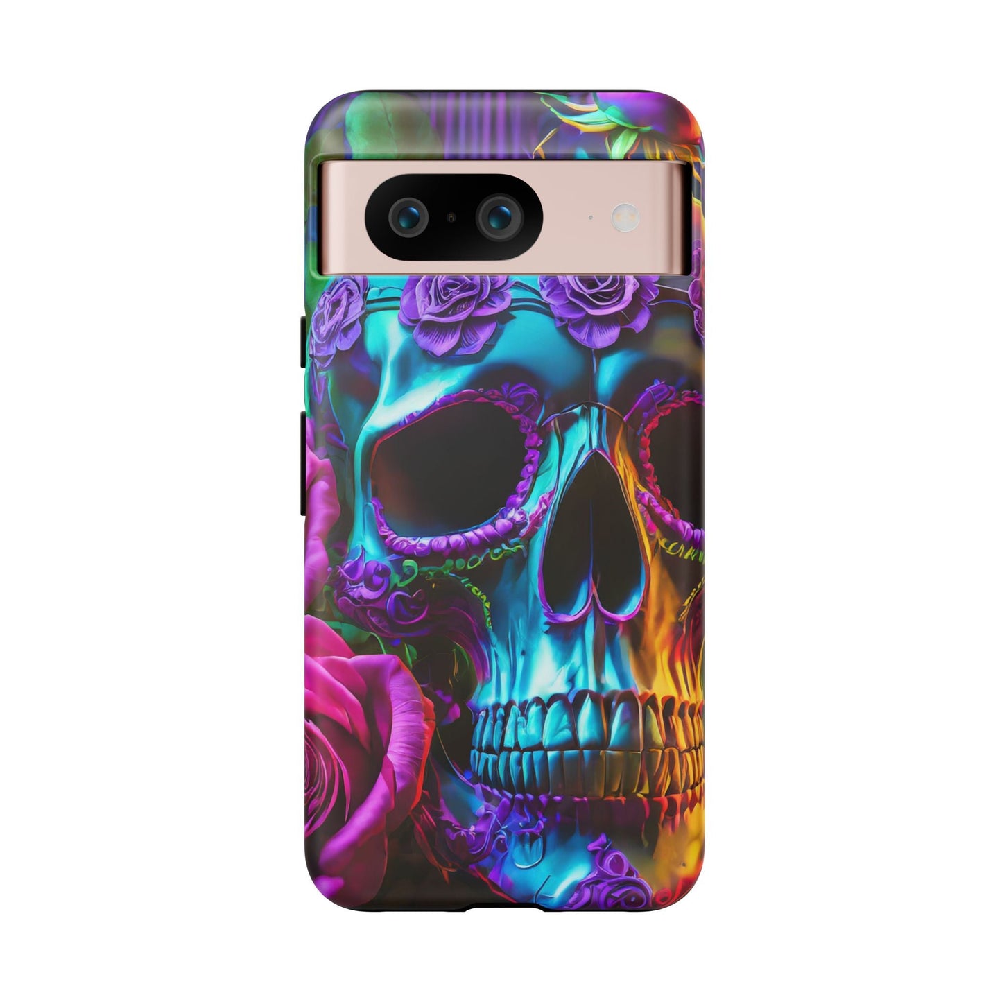 Neon Skull and Roses Vibrant Tough Phone Case