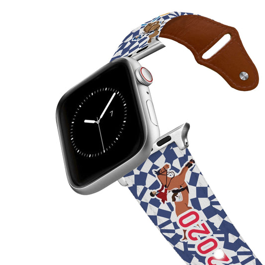 Olympic Blue Leather Apple Watch Band
