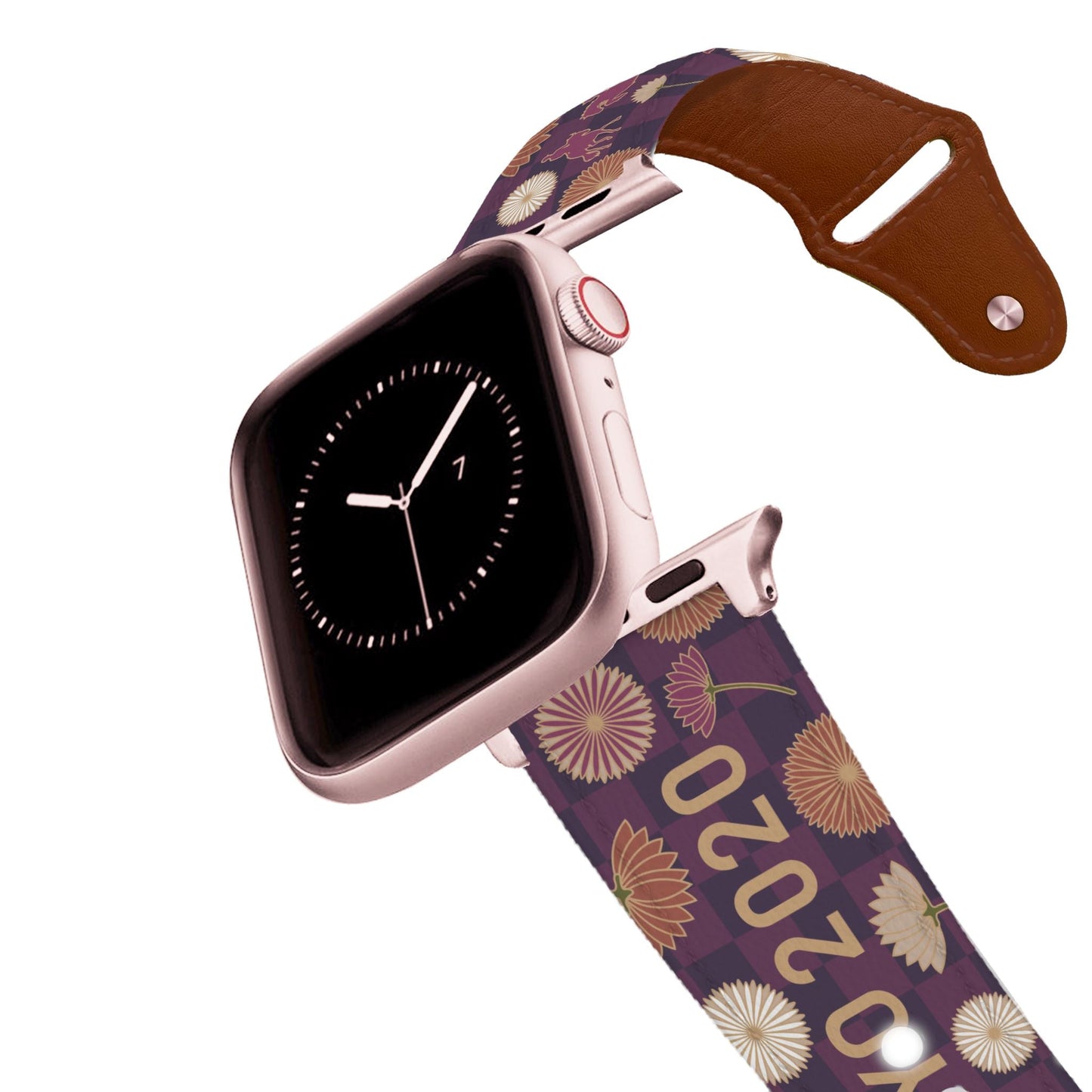 Olympic Flowers Leather Apple Watch Band
