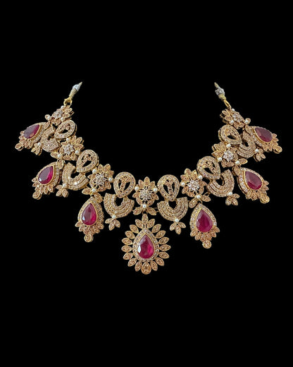 BR463 Ruby and zircon bridal set ( SHIPS IN 4 WEEKS )