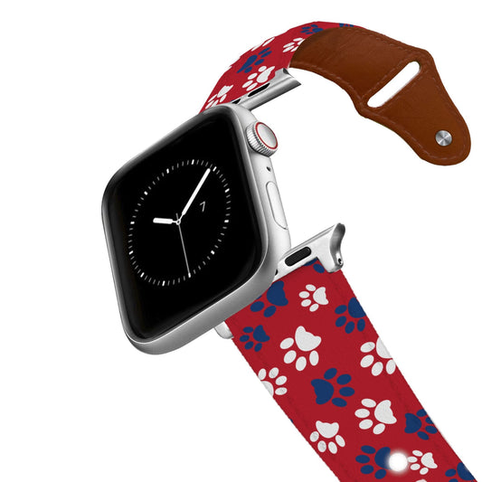 Pawtriot Red Leather Apple Watch Band
