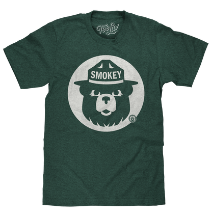 Smokey Bear Shirt Retro Mascot T-Shirt - Forest Green