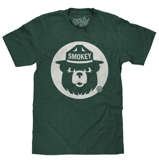 Smokey Bear Shirt Retro Mascot T-Shirt - Forest Green